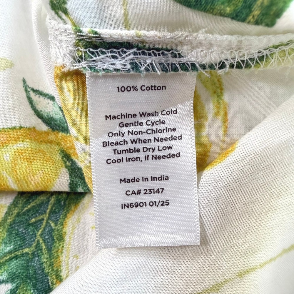 Talbots Women's White Yellow Lemon Print Button Down Shirt L Cotton Cottagecore - Picture 8 of 11